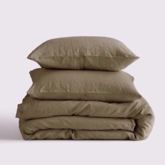 NWT Quince European Linen Twin Duvet Cover Set With Matching Sham in Aloe - Picture 5 of 5